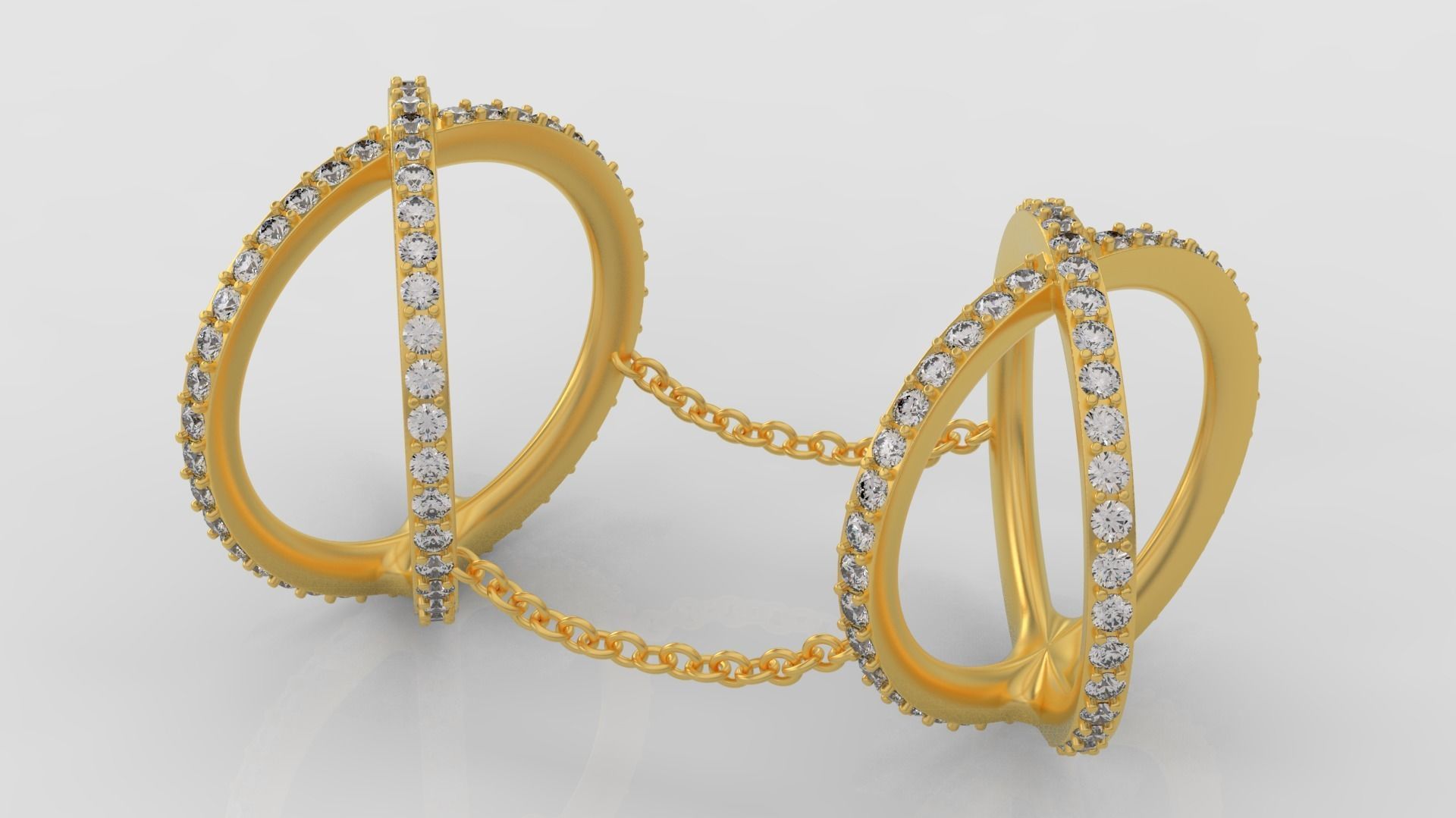X Shaped Ring with diamonds 3D print model C14 3D print model_4