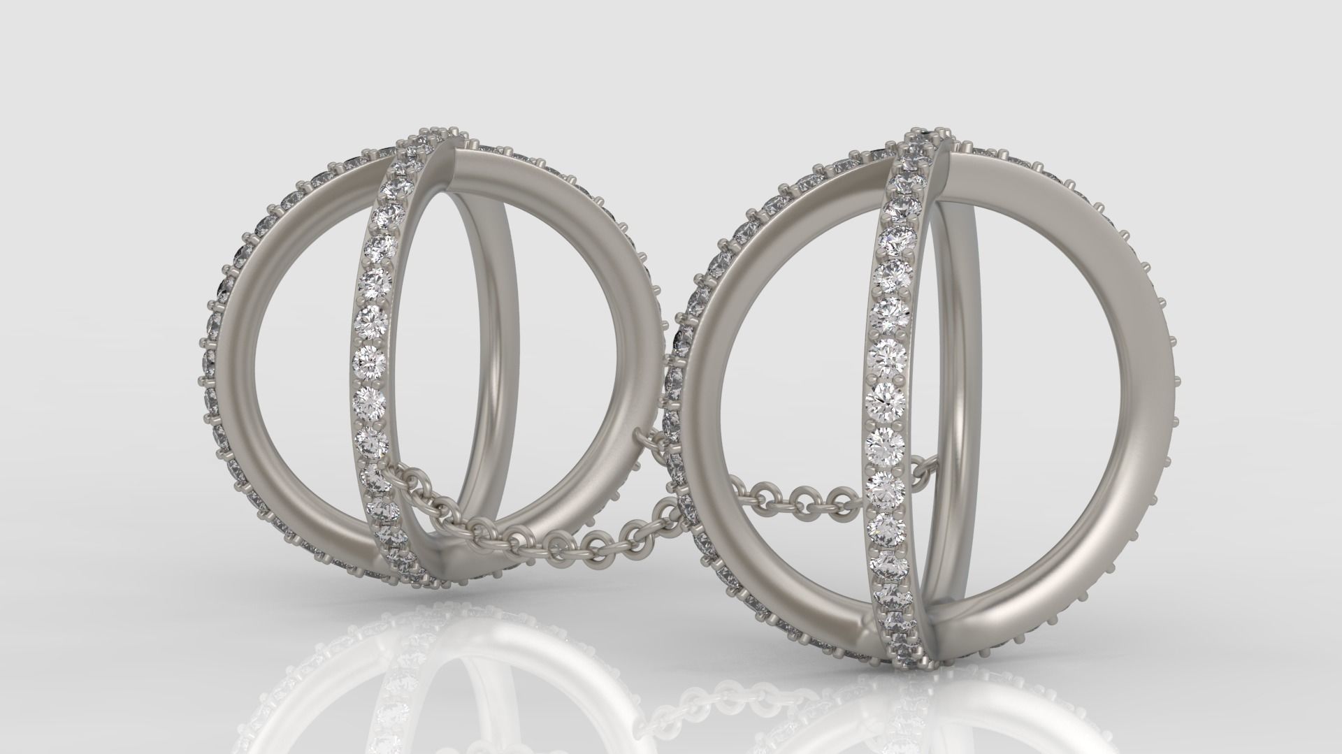 X Shaped Ring with diamonds 3D print model C14 3D print model_3