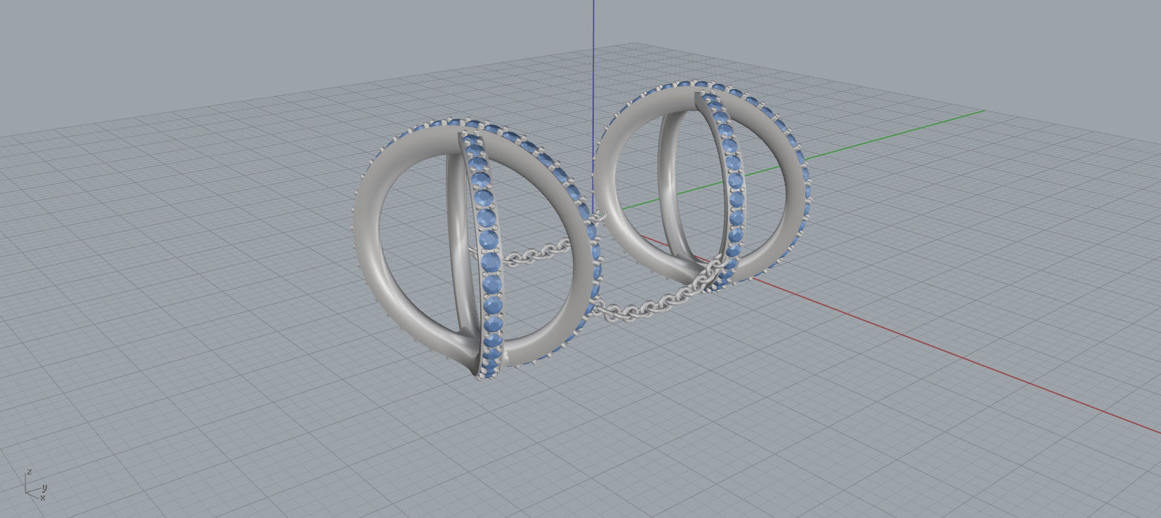 X Shaped Ring with diamonds 3D print model C14 3D print model_12