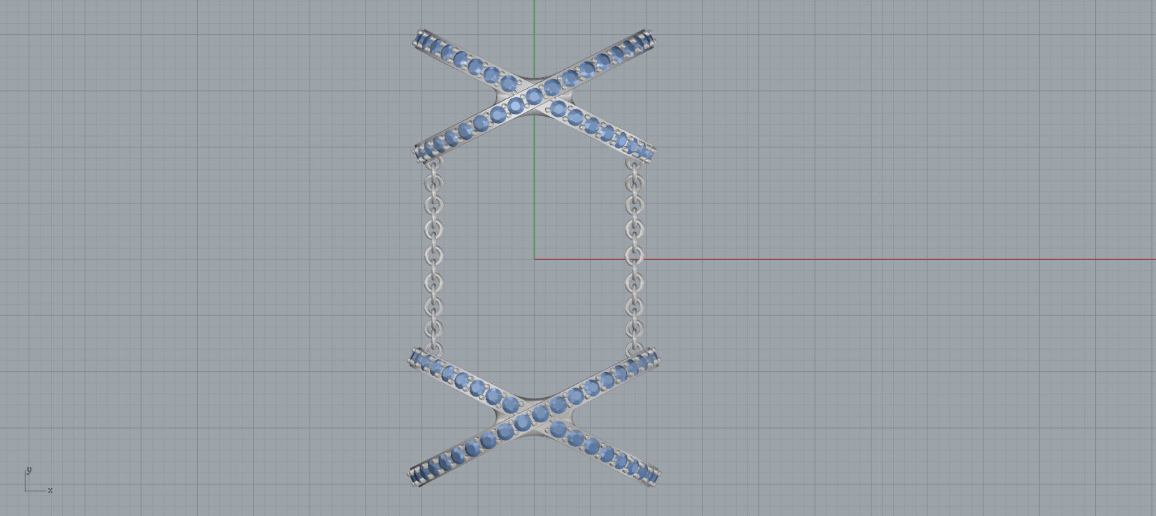 X Shaped Ring with diamonds 3D print model C14 3D print model_9