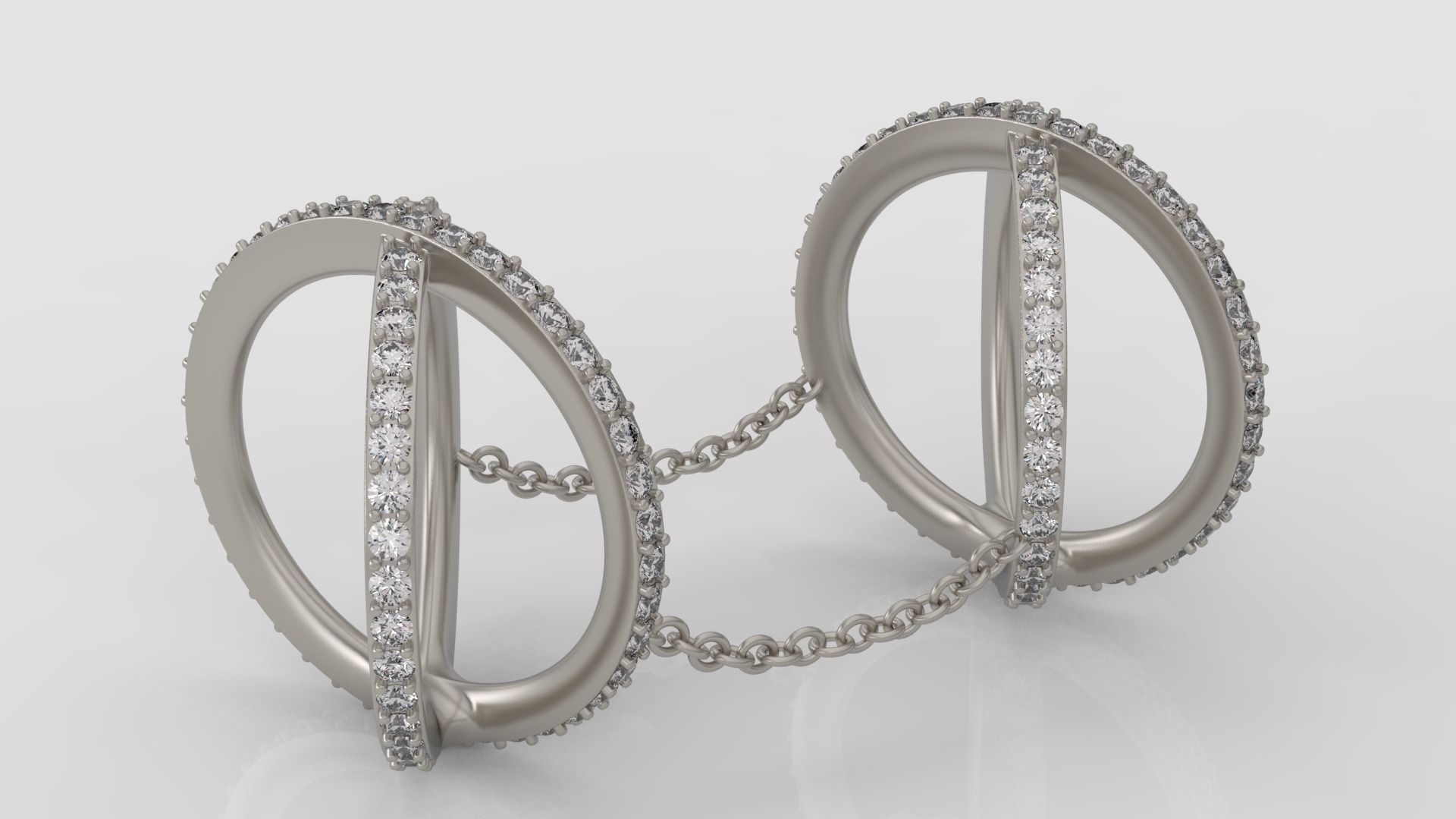 X Shaped Ring with diamonds 3D print model C14 3D print model_1