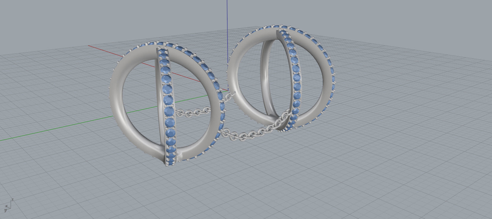 X Shaped Ring with diamonds 3D print model C14 3D print model_14