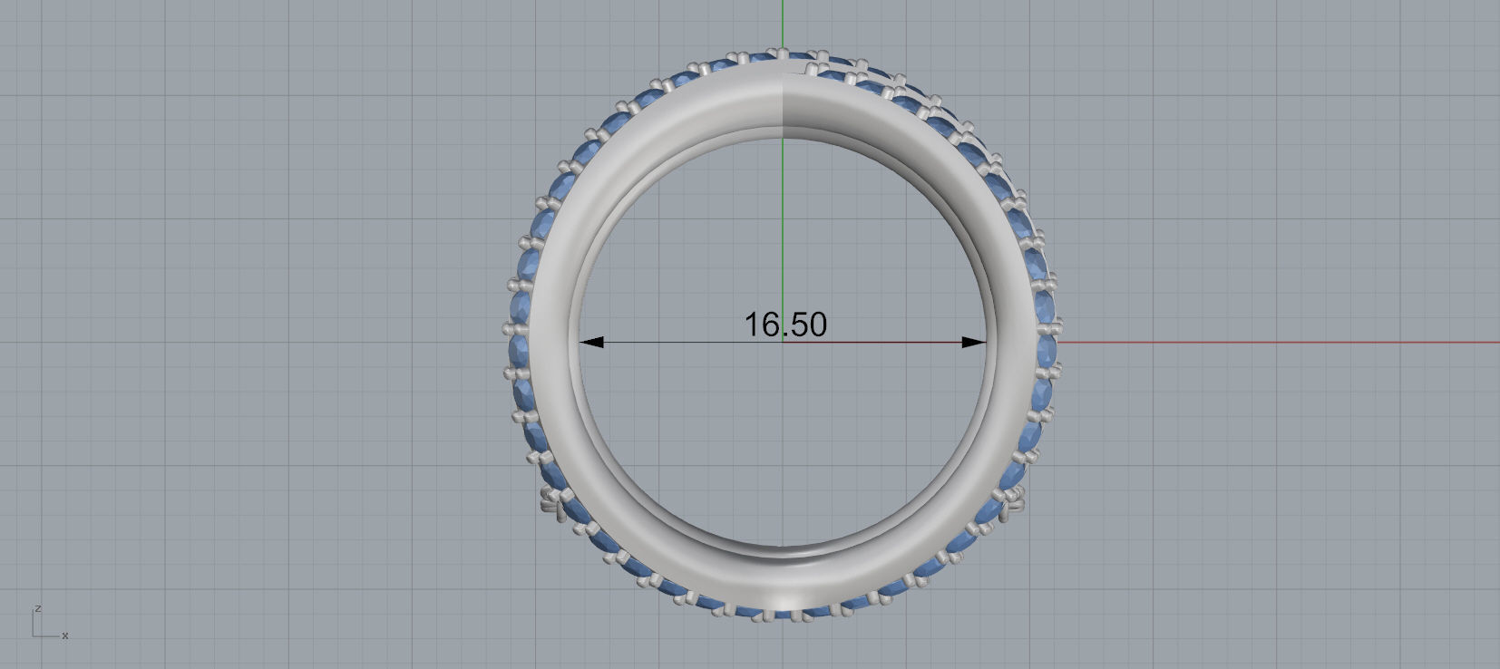 X Shaped Ring with diamonds 3D print model C14 3D print model_10