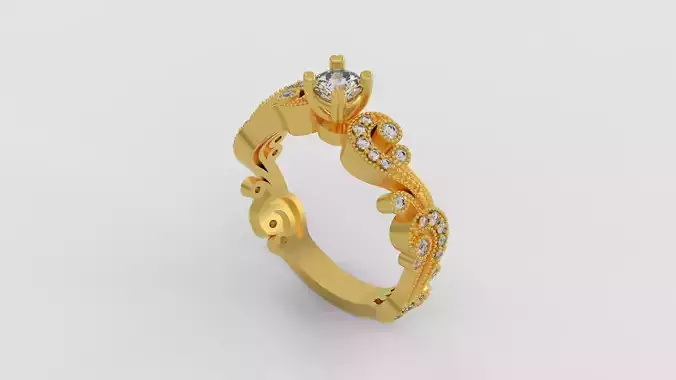 Solitaire Engagement Ring 3d model C17 3D print model