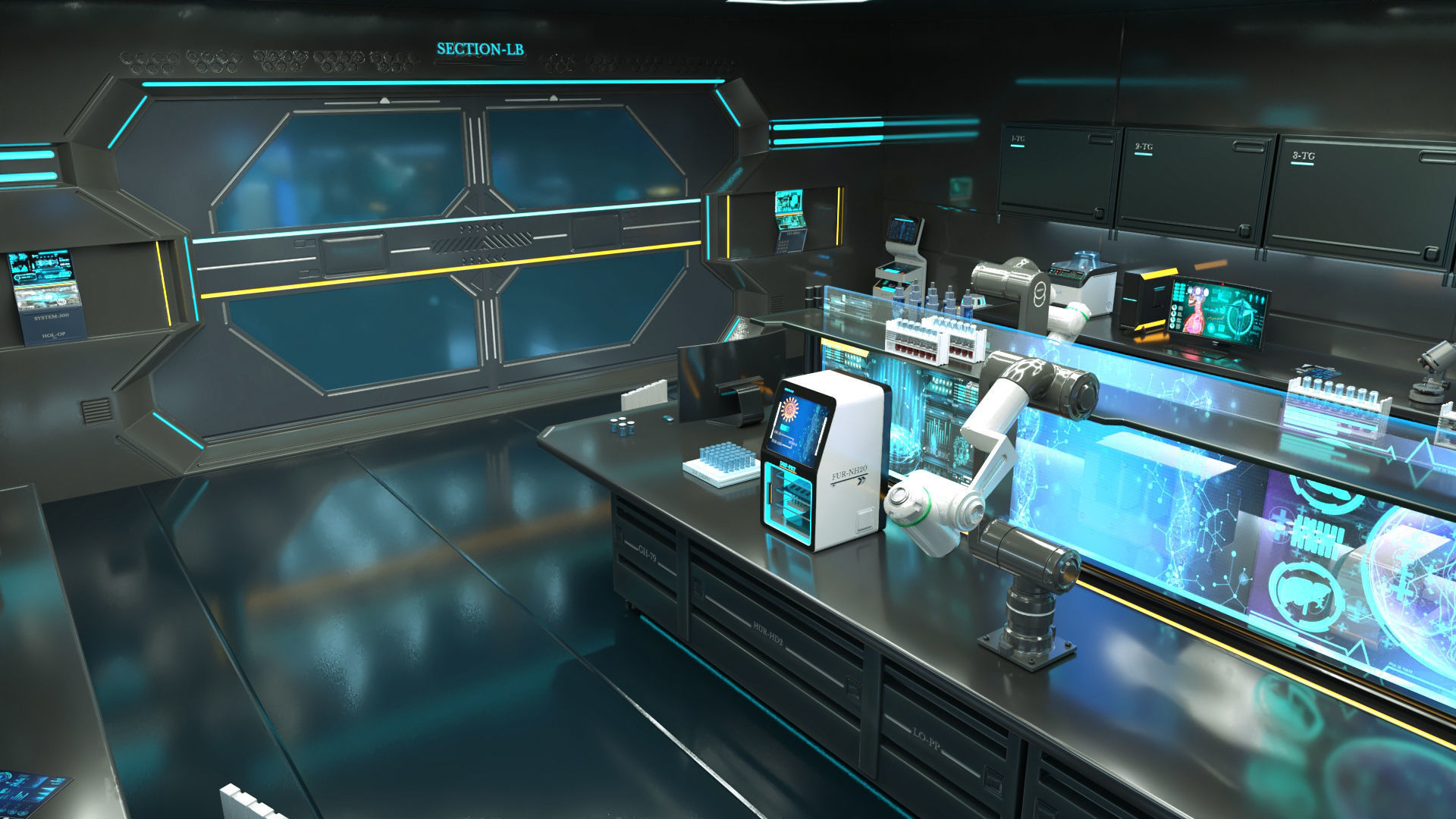 Sci Fi Interior laboratory 3D model_4