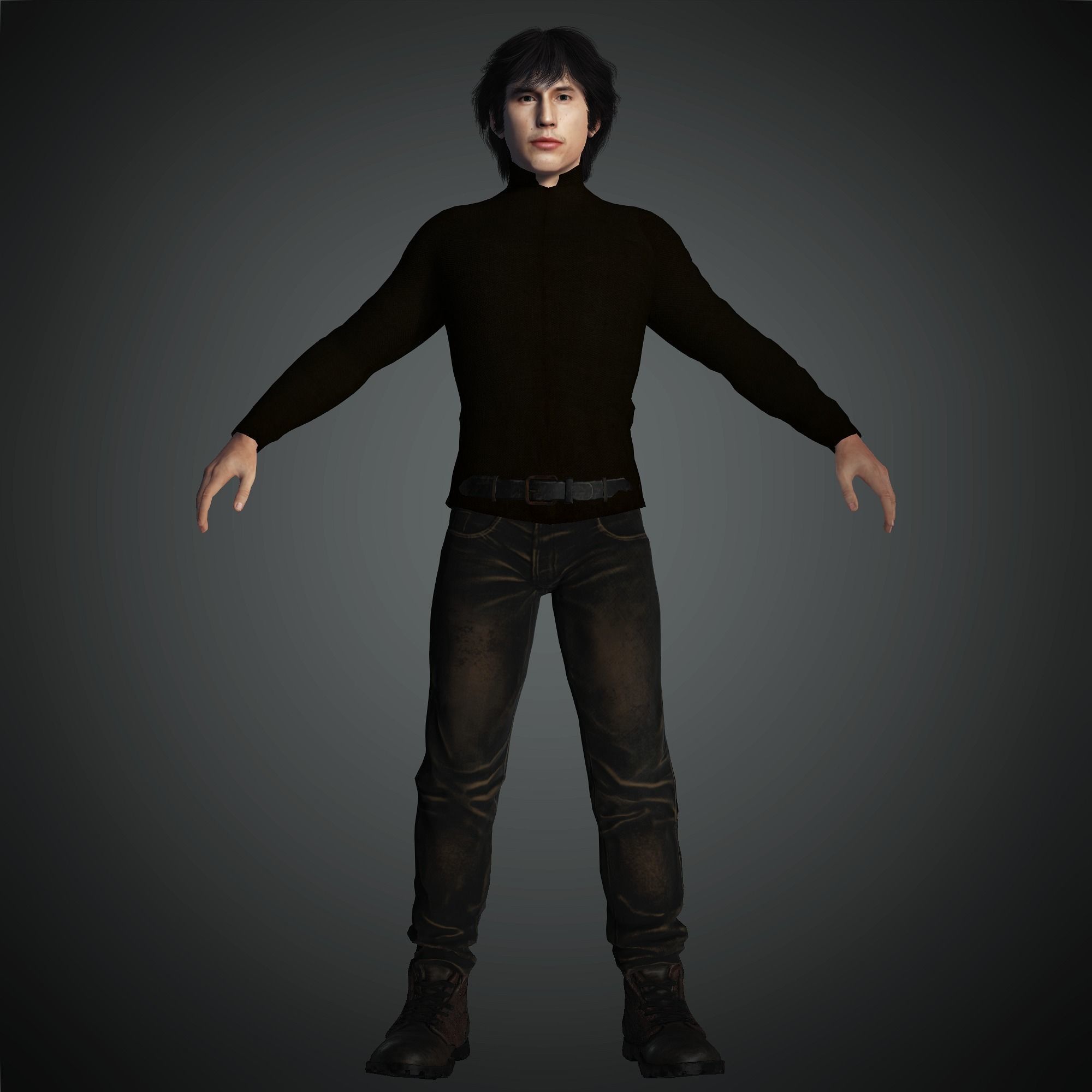 Adam Driver 3D Rigged model ready for animation Low-poly 3D model_3