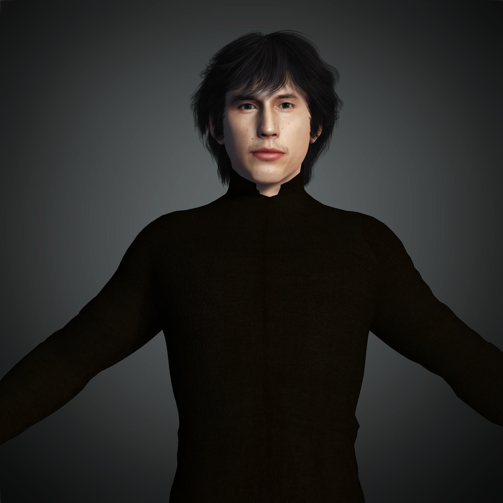 Adam Driver 3D Rigged model ready for animation Low-poly 3D model_2