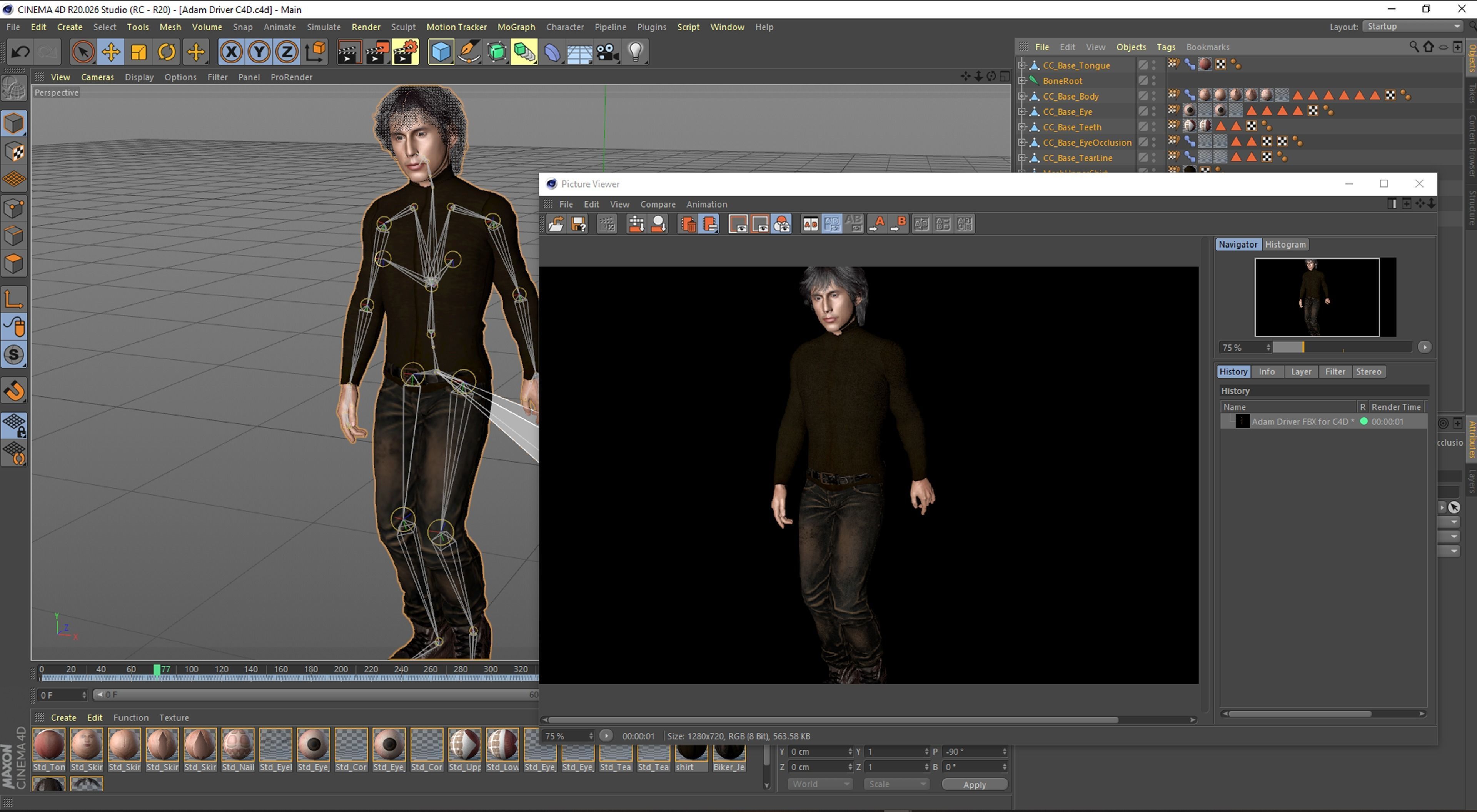 Adam Driver 3D Rigged model ready for animation Low-poly 3D model_16