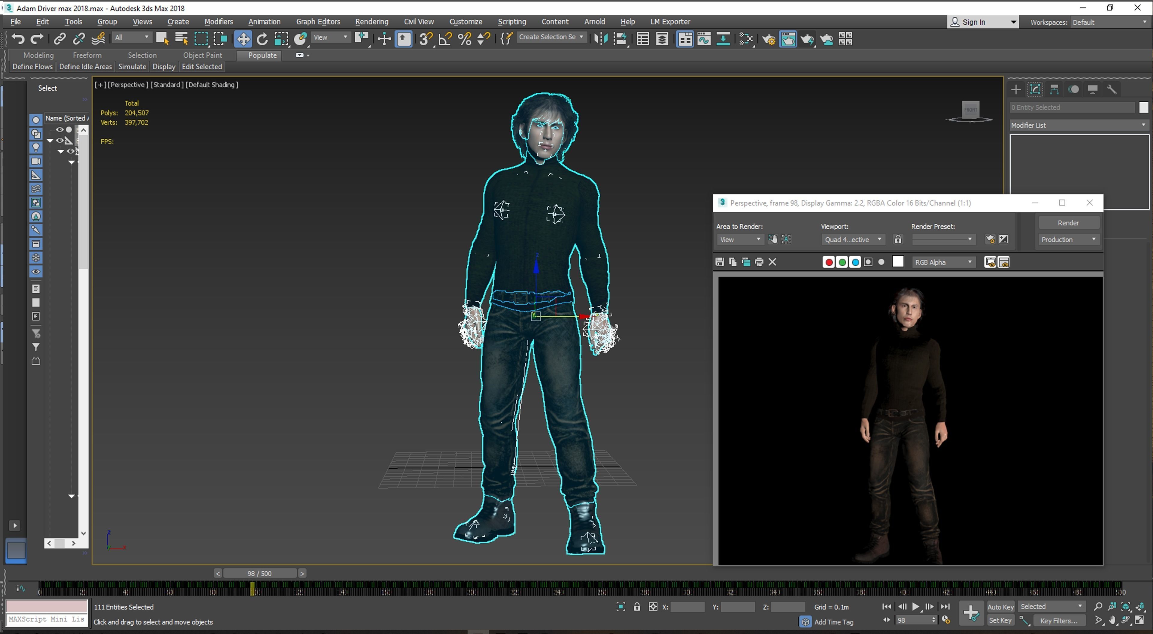Adam Driver 3D Rigged model ready for animation Low-poly 3D model_18