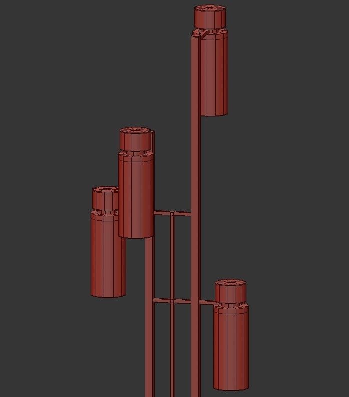 OSMAN 4 floor lamp with four glass shades 3D model_2