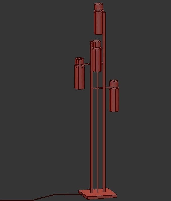 OSMAN 4 floor lamp with four glass shades 3D model_1