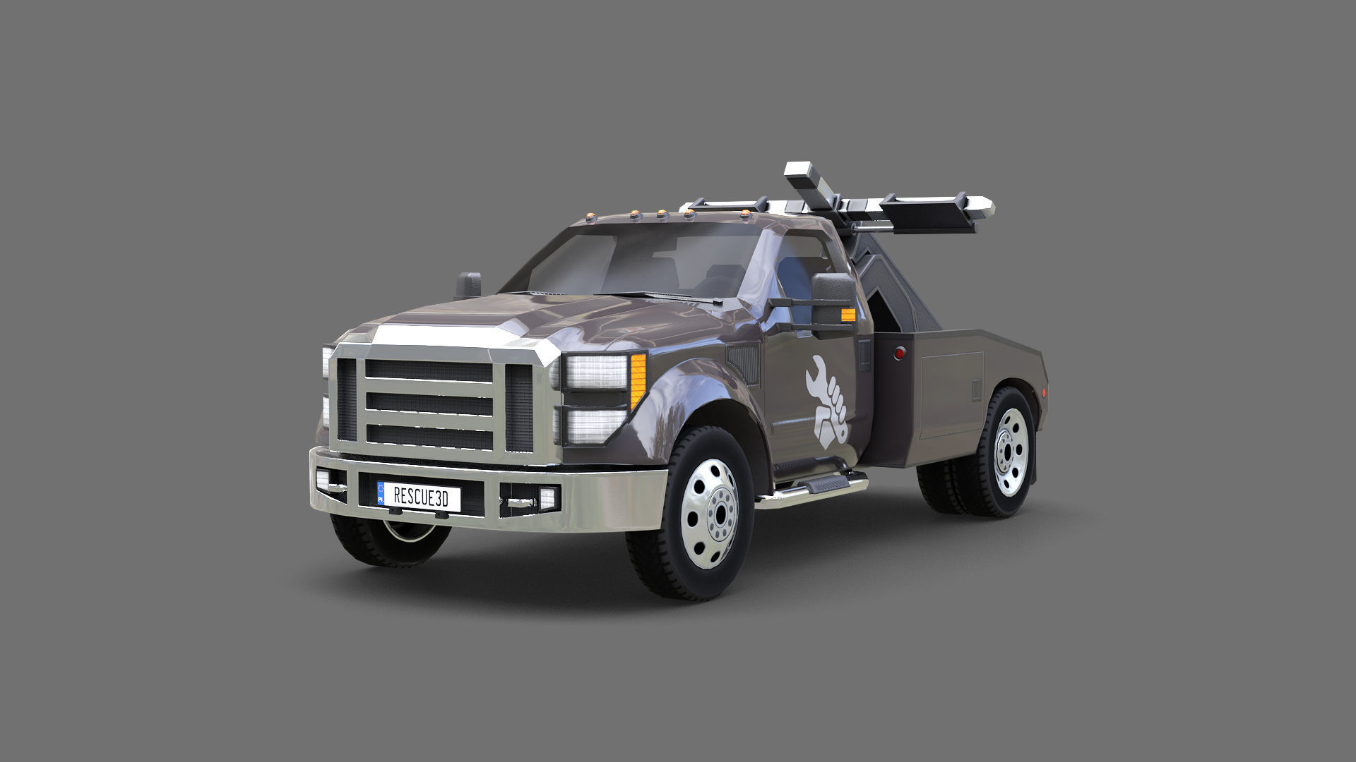Tow Truck Low-poly 3D model_3
