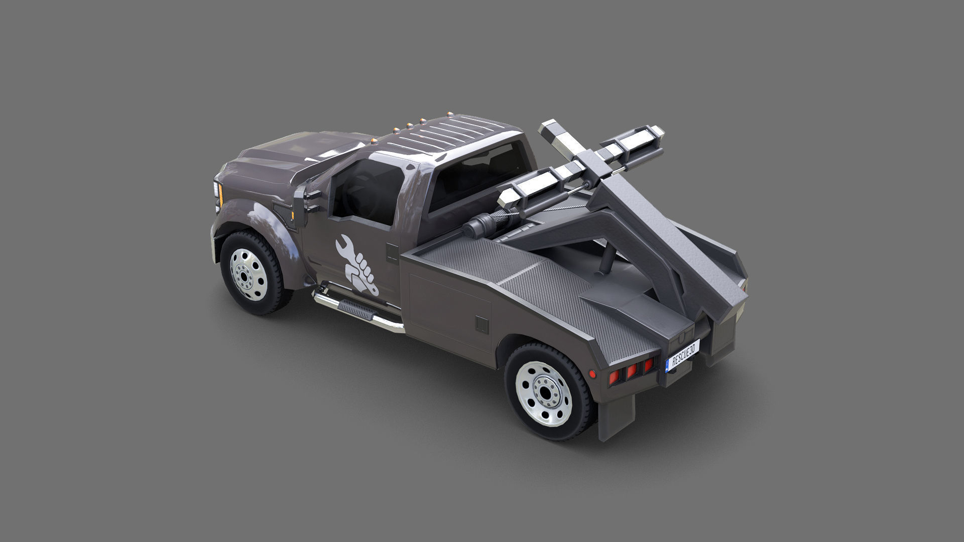 Tow Truck Low-poly 3D model_4