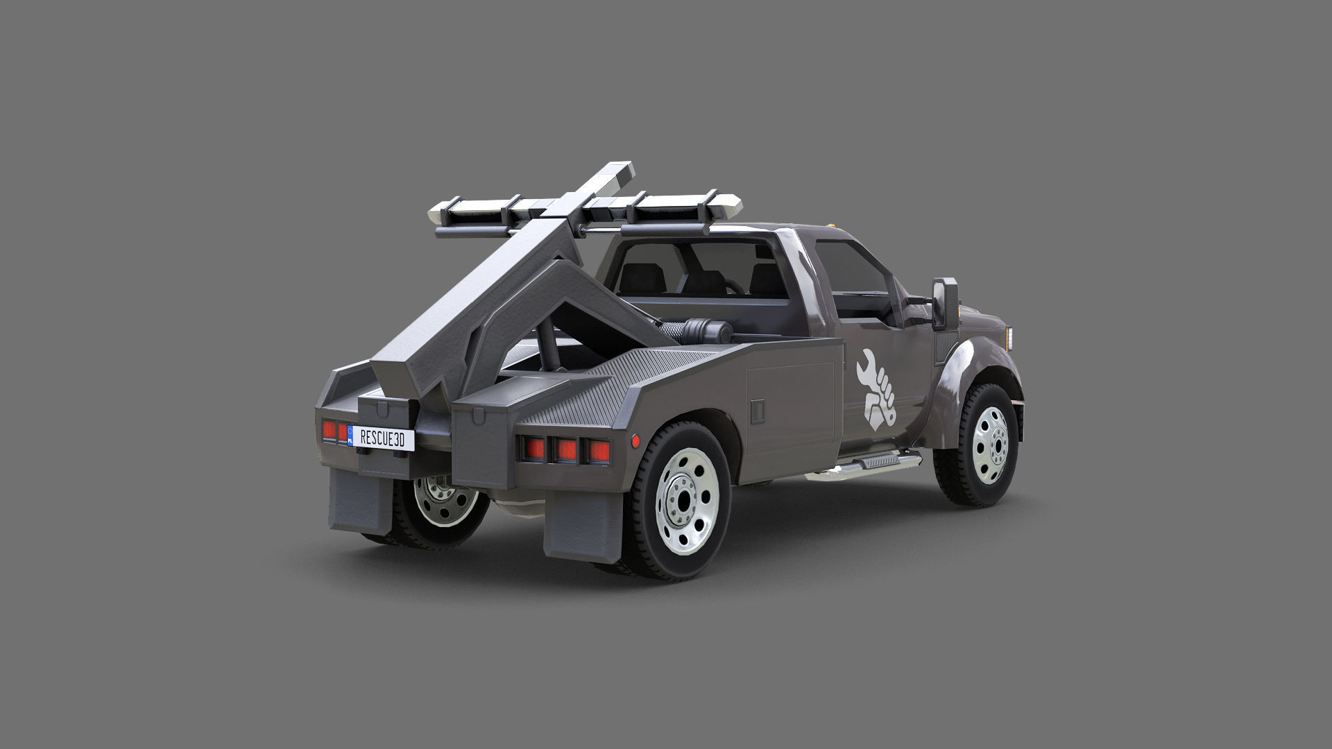 Tow Truck Low-poly 3D model_10