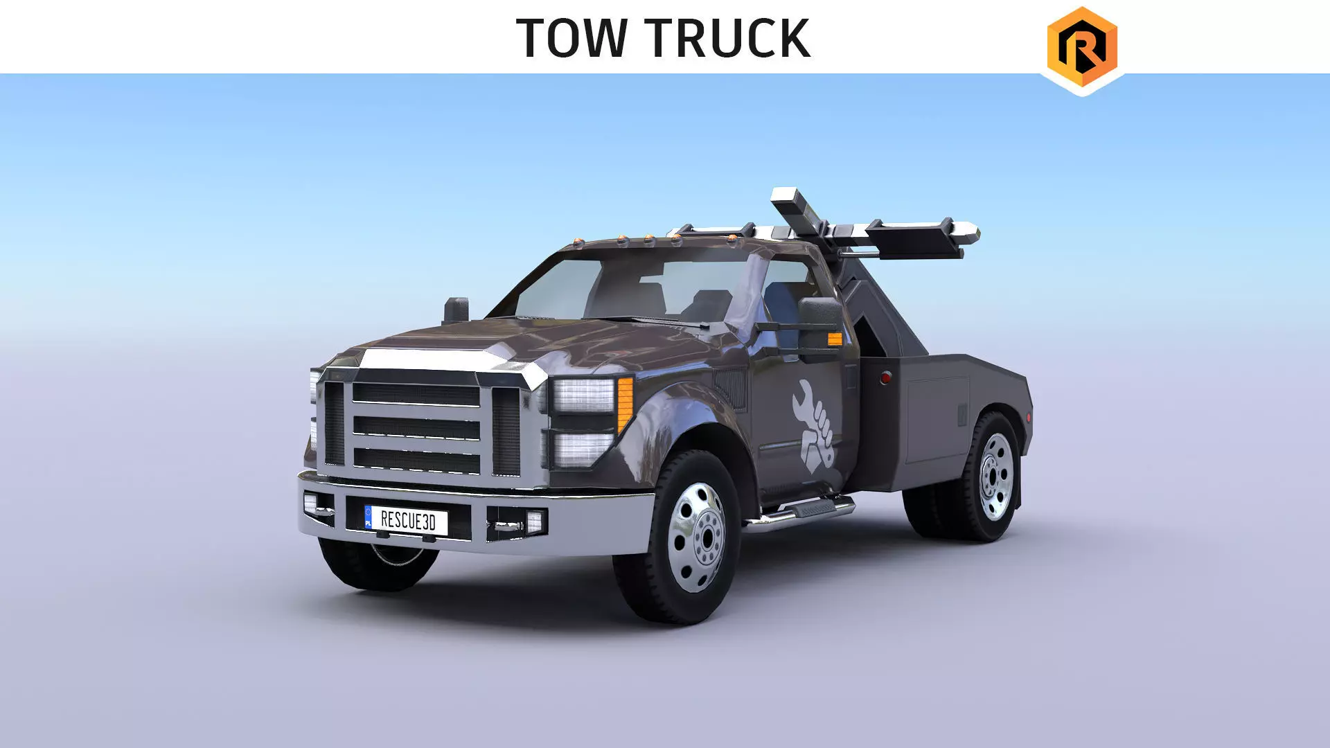 Tow Truck Low-poly 3D model_0