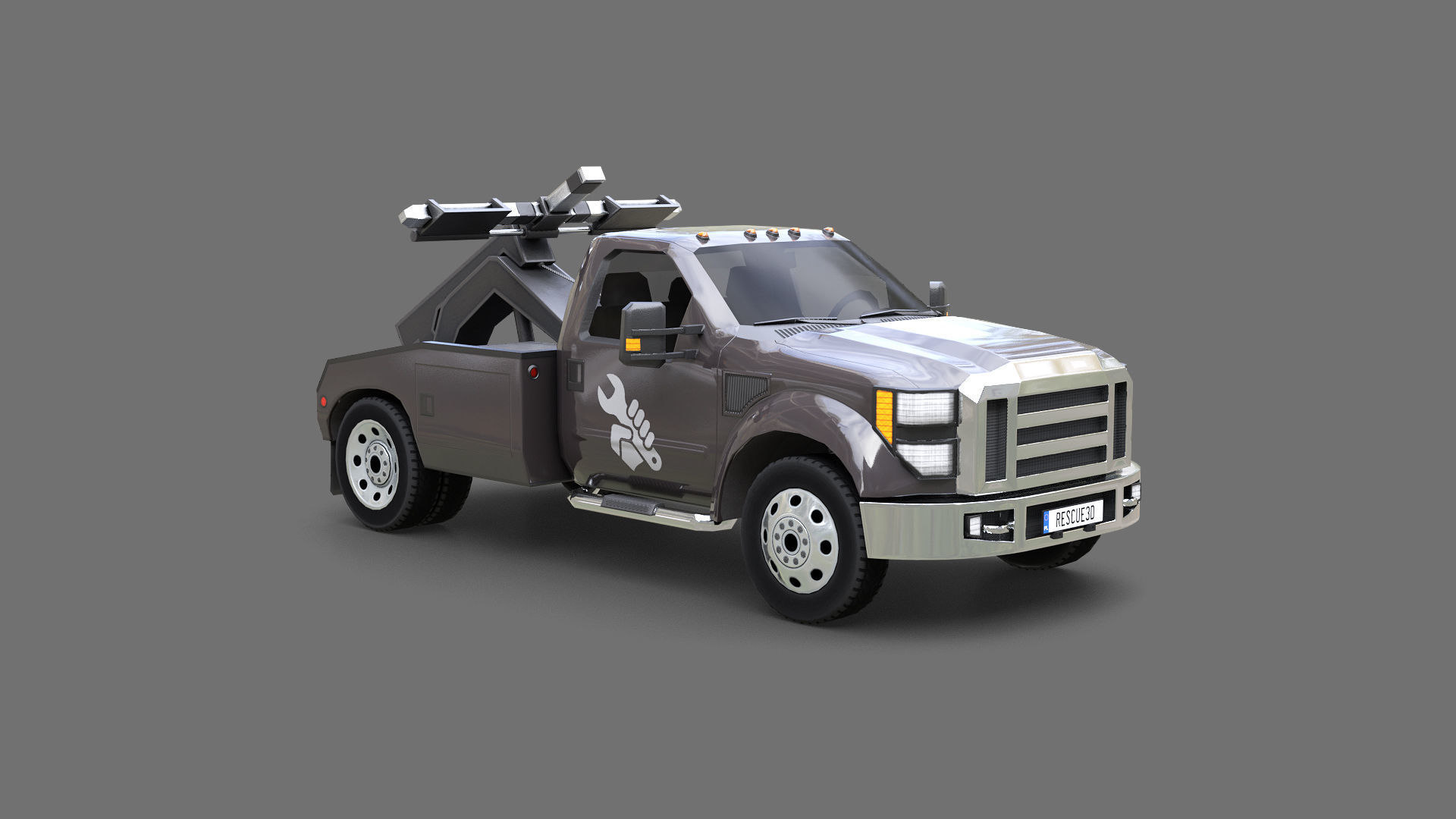 Tow Truck Low-poly 3D model_2
