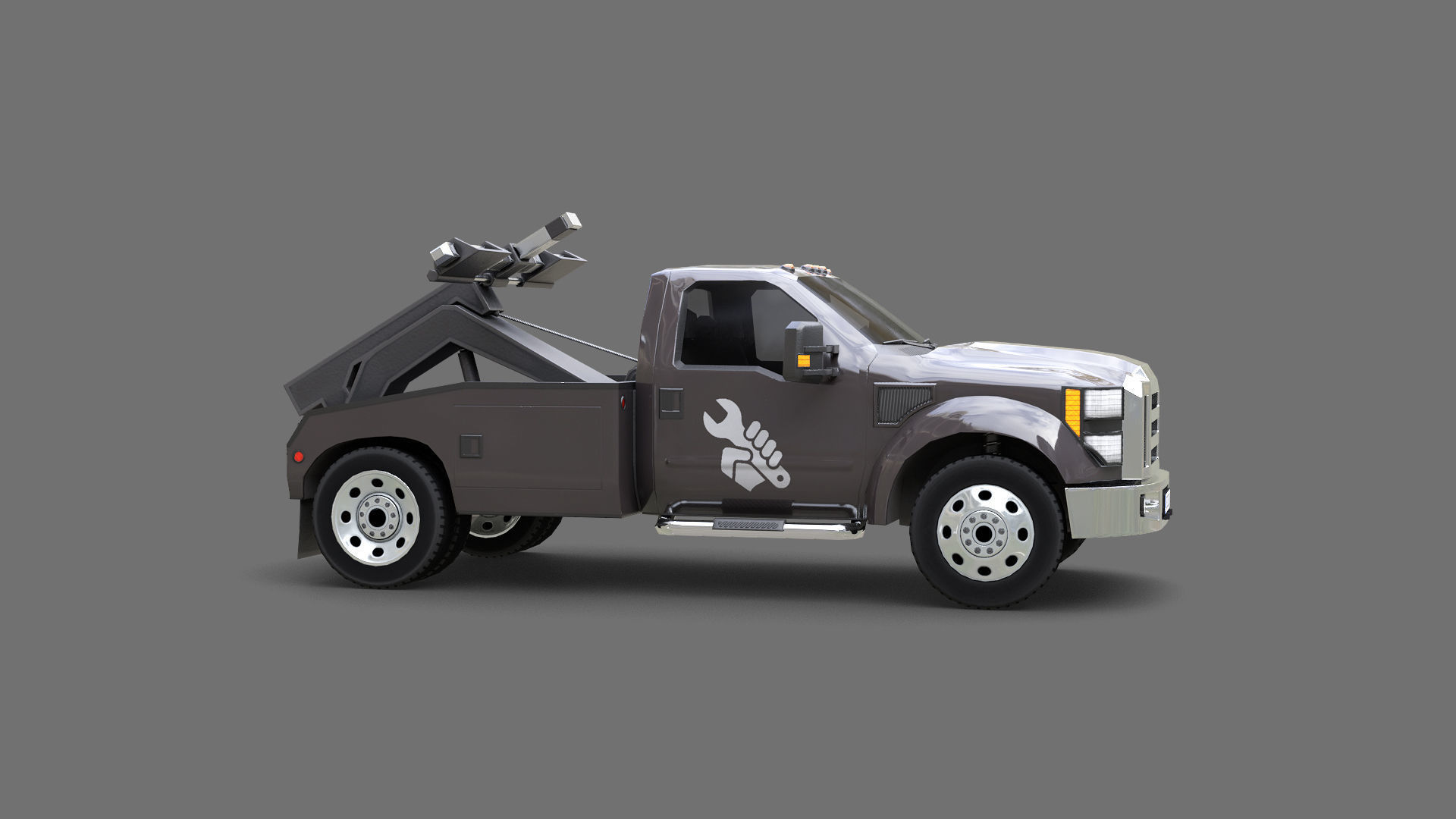 Tow Truck Low-poly 3D model_5