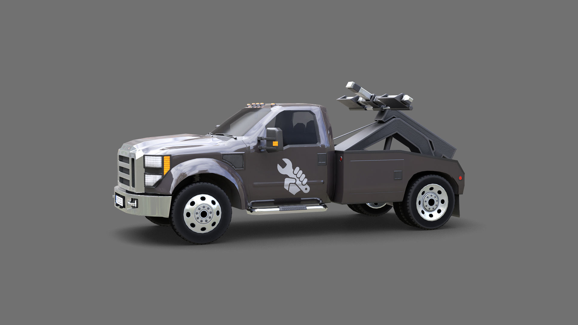 Tow Truck Low-poly 3D model_9