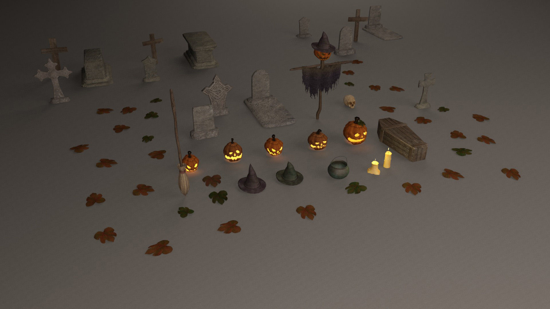 Halloween pack - 28 unique models Low-poly 3D model_12