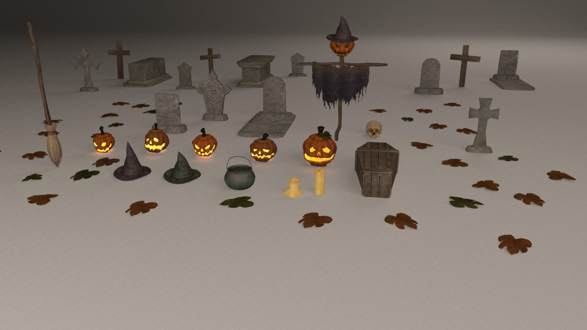 Halloween pack - 28 unique models Low-poly 3D model_6