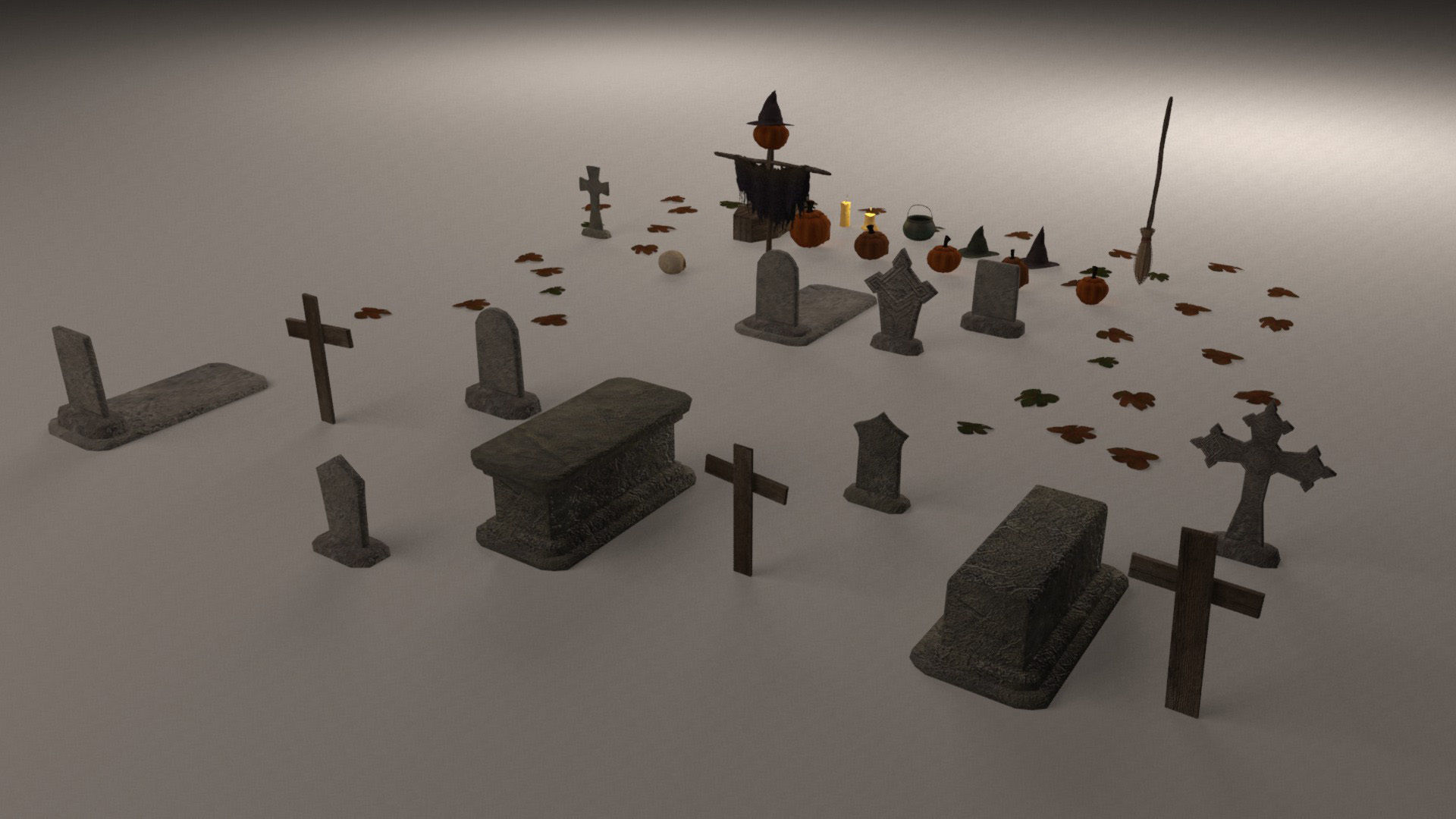 Halloween pack - 28 unique models Low-poly 3D model_8