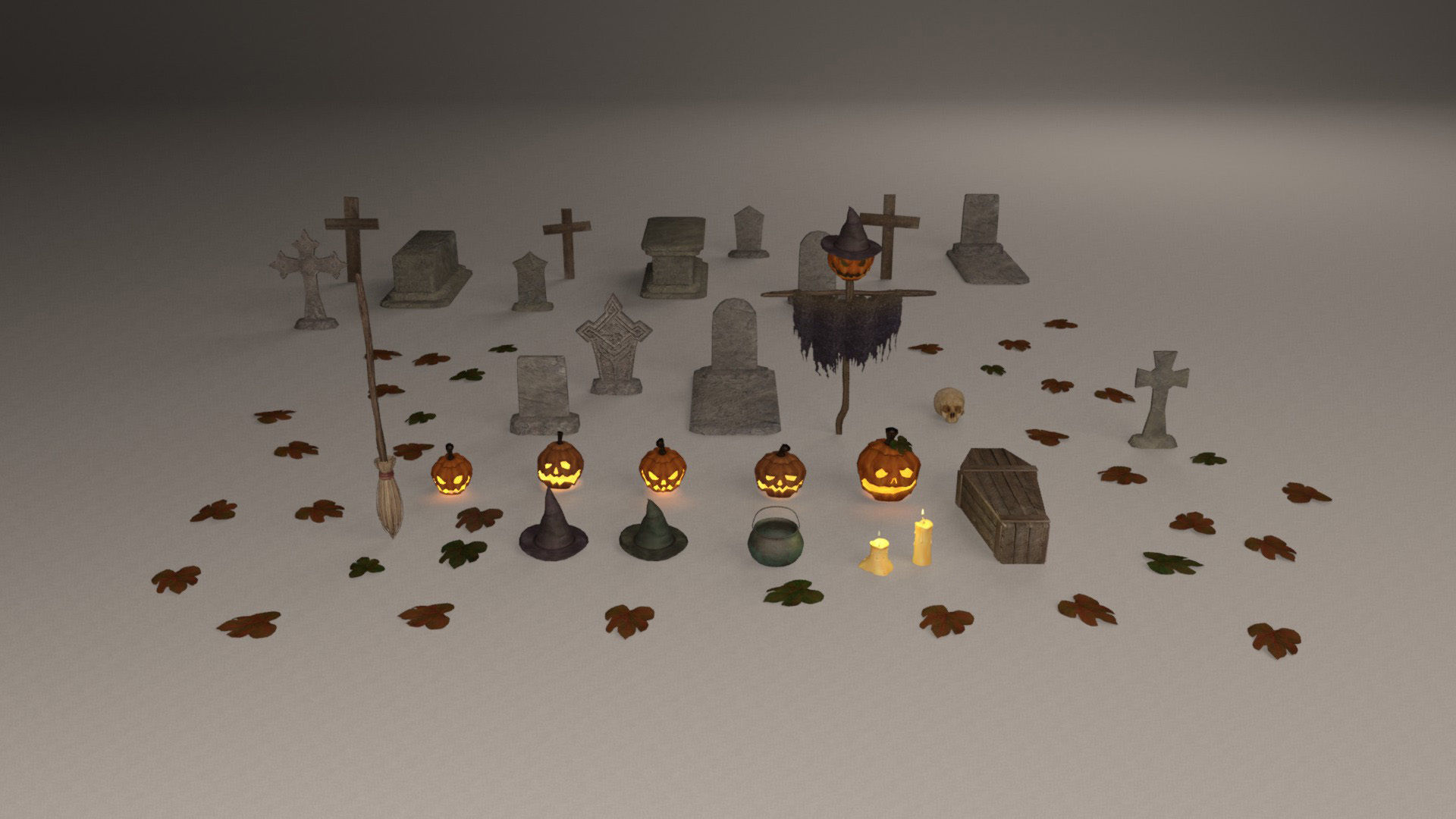 Halloween pack - 28 unique models Low-poly 3D model_11