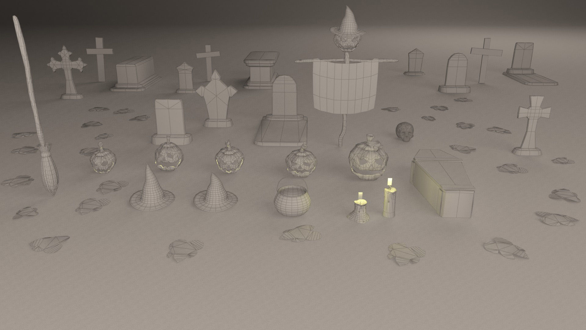 Halloween pack - 28 unique models Low-poly 3D model_13