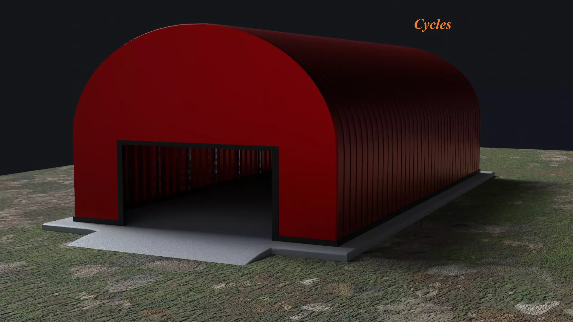 Hangar red metal Free low-poly 3D model