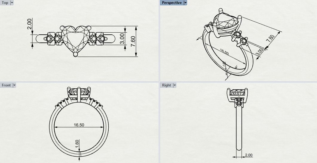 Ring with a heart 6 SIZE 3D print model_10