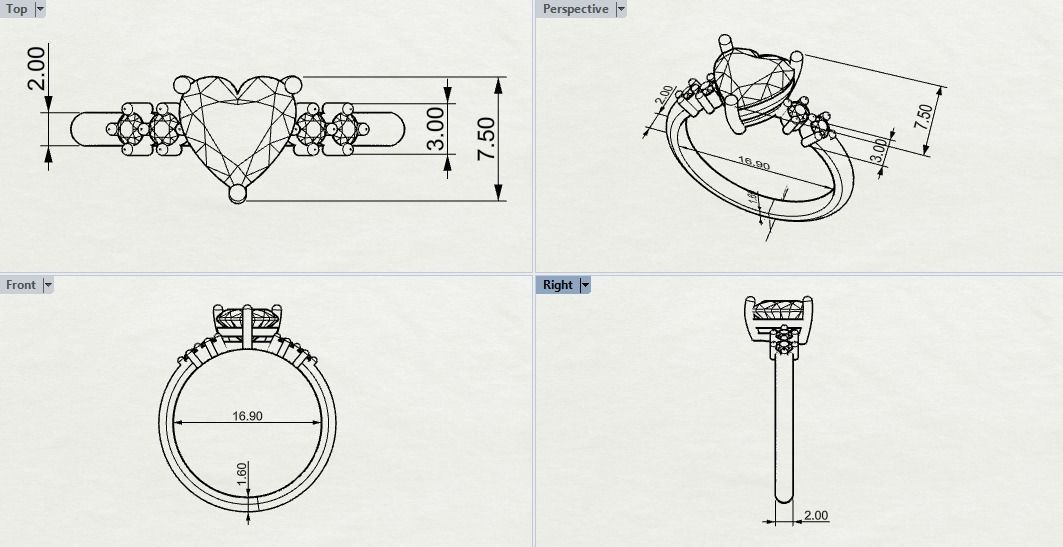 Ring with a heart  3D print model_10