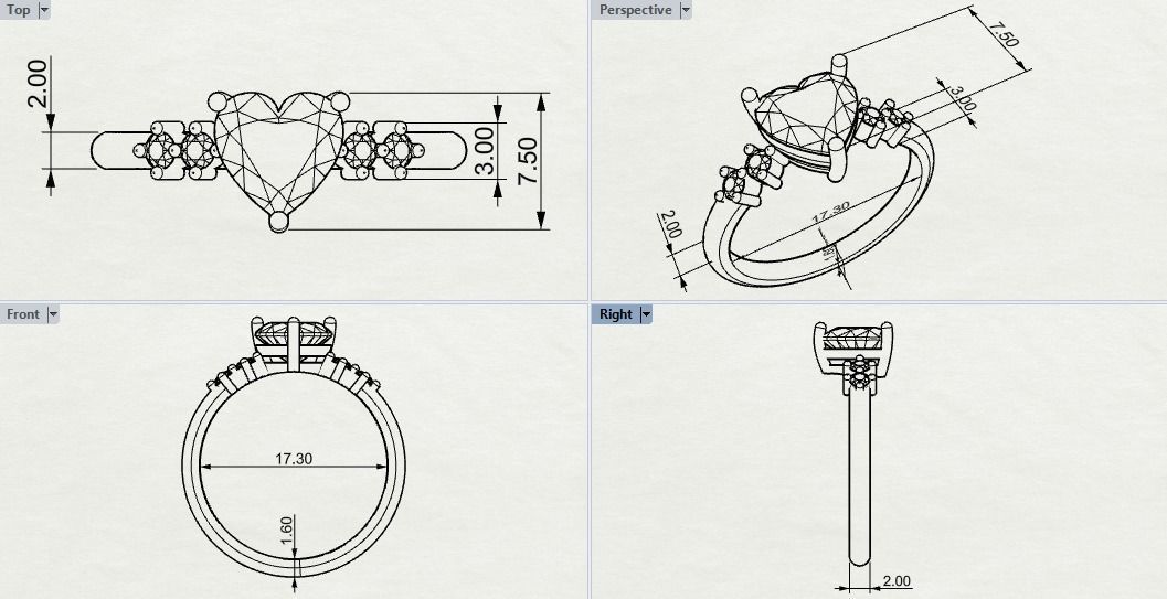 Ring with a heart  SIZE 7 3D print model_10