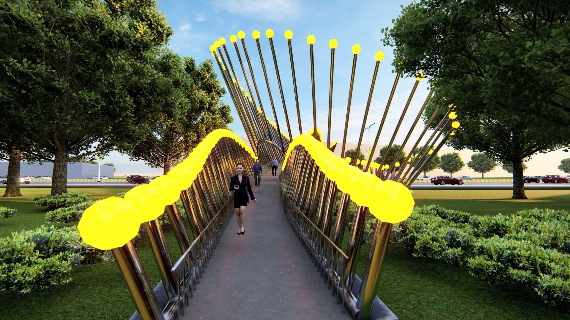 Pedestrian Bridge 3D model_1