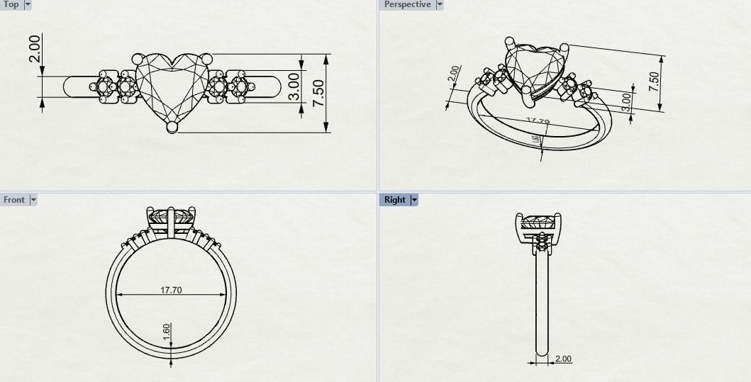 Ring with a heart  3D print model_10
