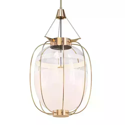 BOWLINE pendant light with glass cage and brass finish 3D model