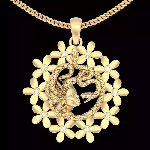 Medusa snake pendant silver gold printable jewelry 3D model