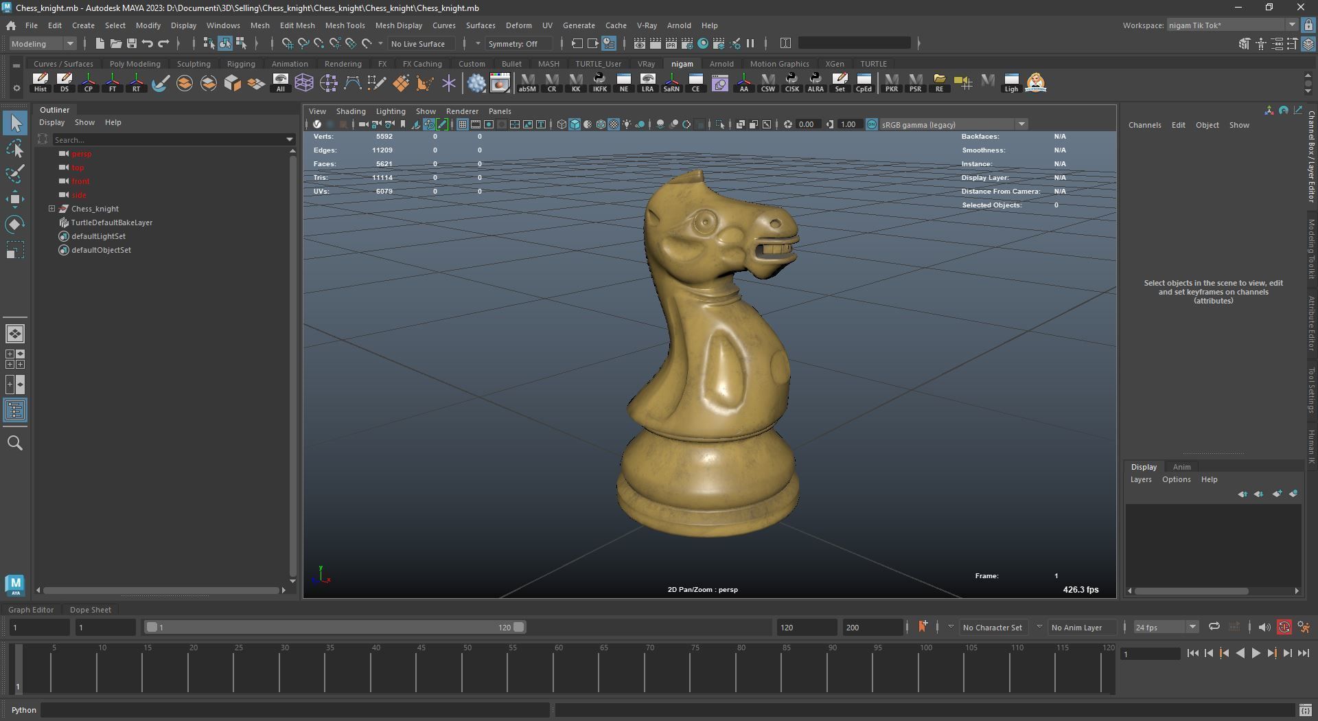 Chess Knight Low-poly 3D model_9