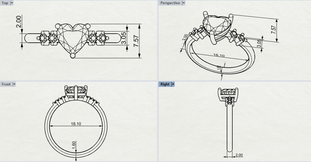 Ring with a heart 8 SIZE 3D print model_10