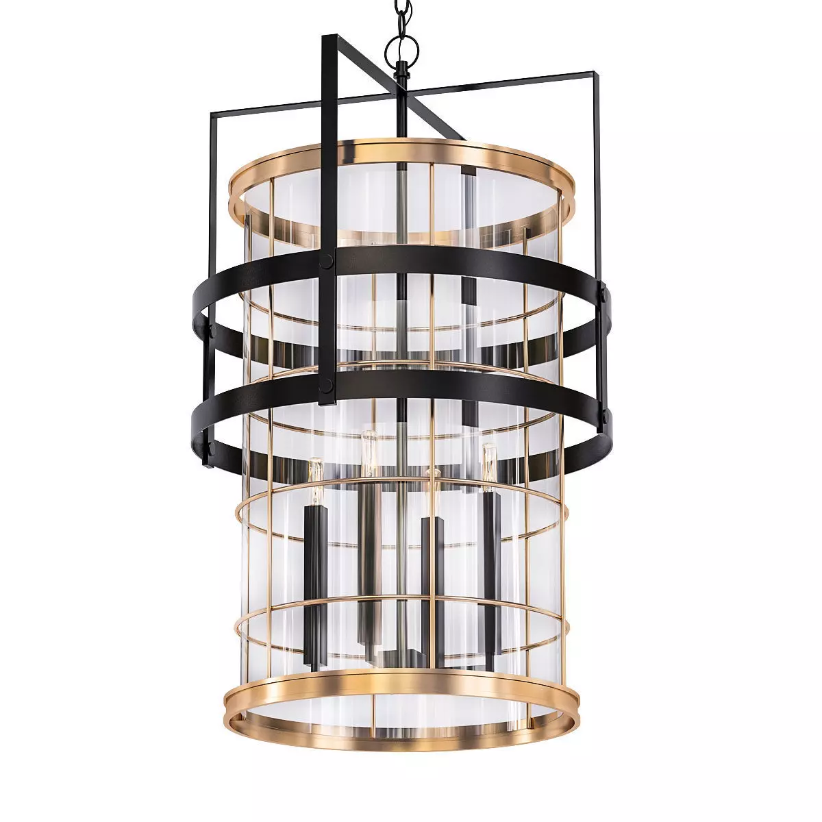 BEACON pendant light in brass and glass 3D model_0