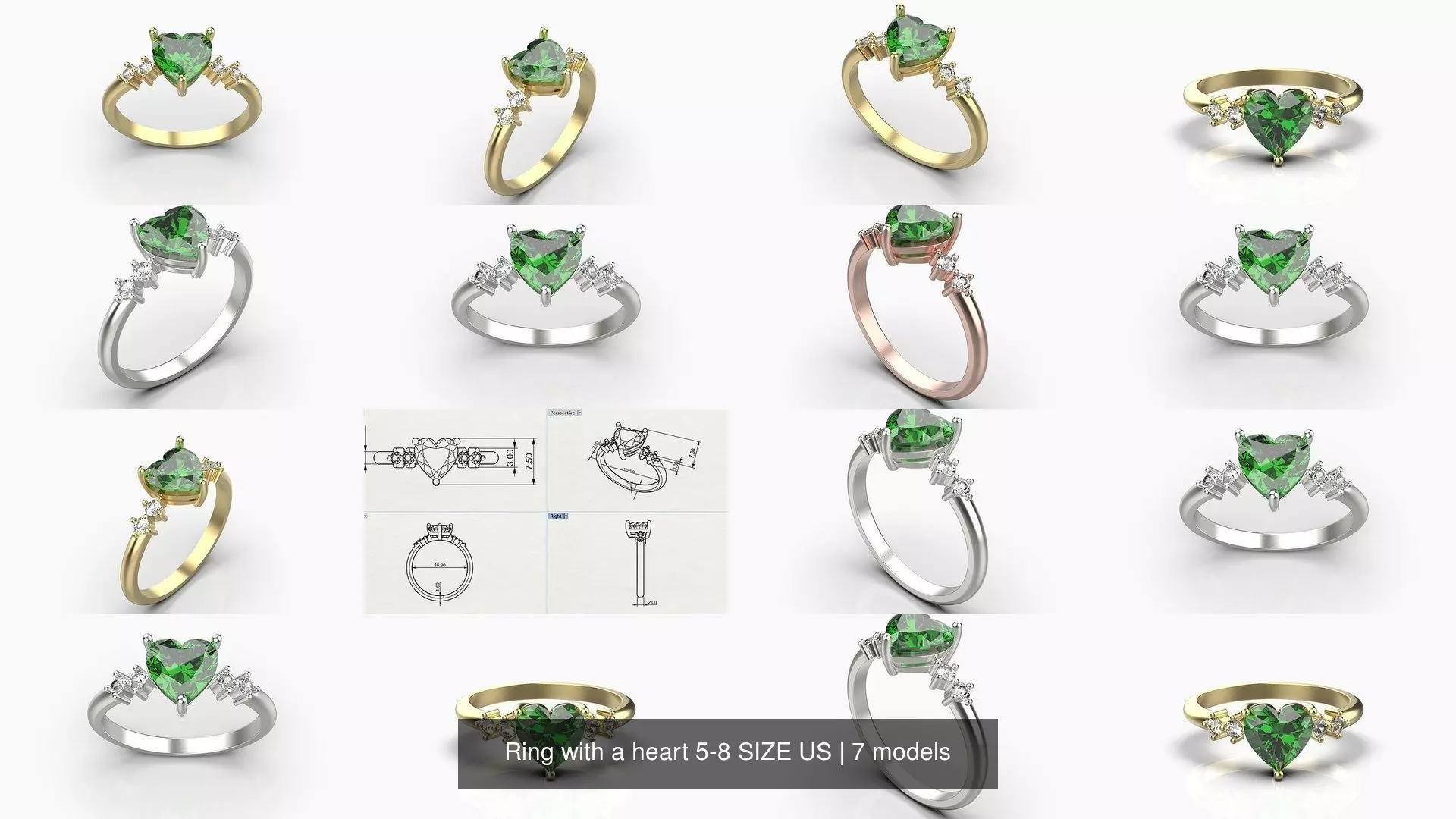 Ring with a heart 5-8 SIZE US 3D Model Collection_0