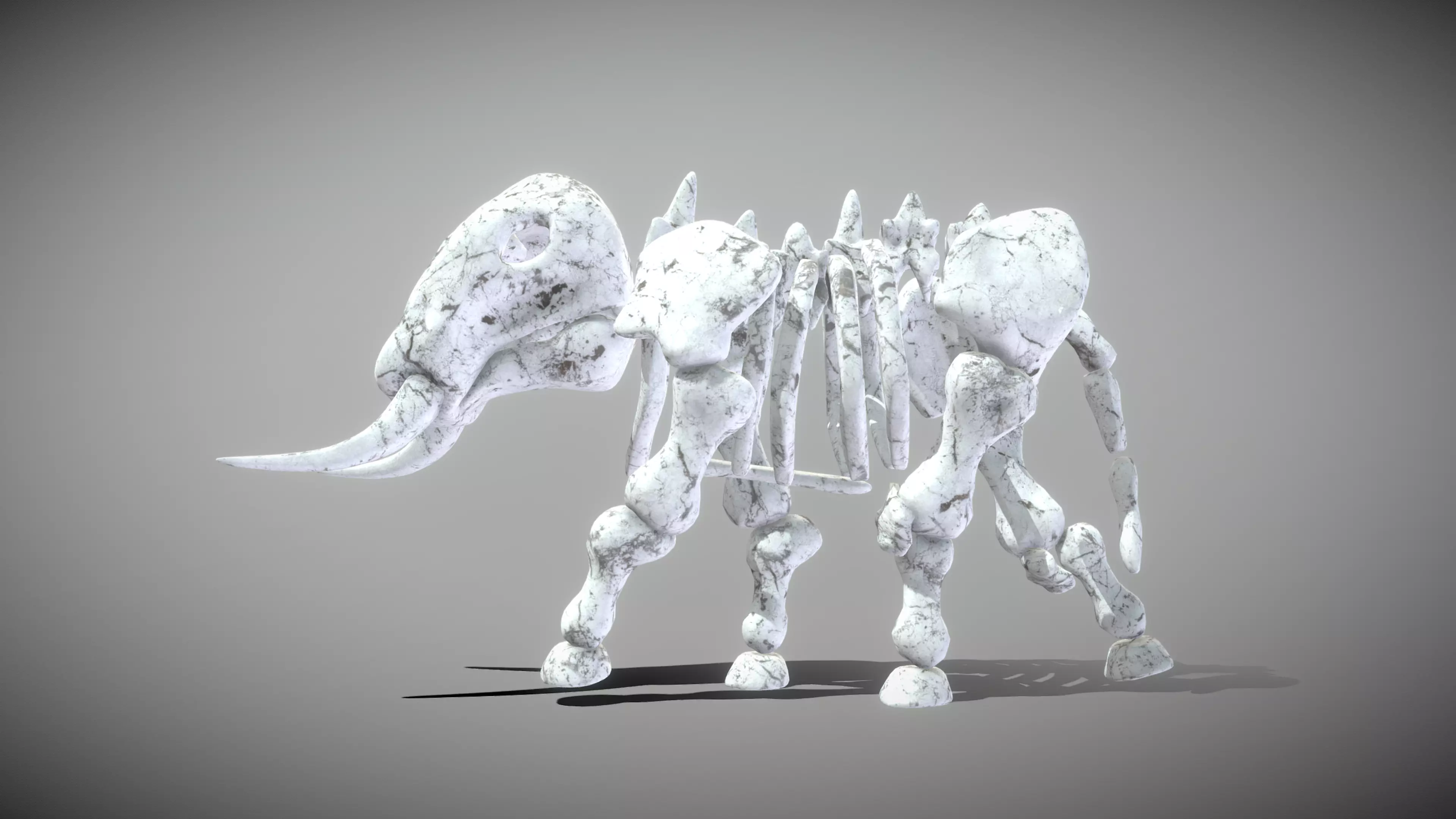 Elephant Skeleton Low-poly 3D model_0