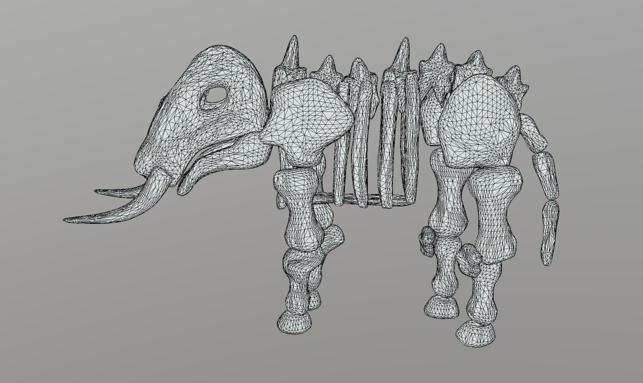 Elephant Skeleton Low-poly 3D model_11
