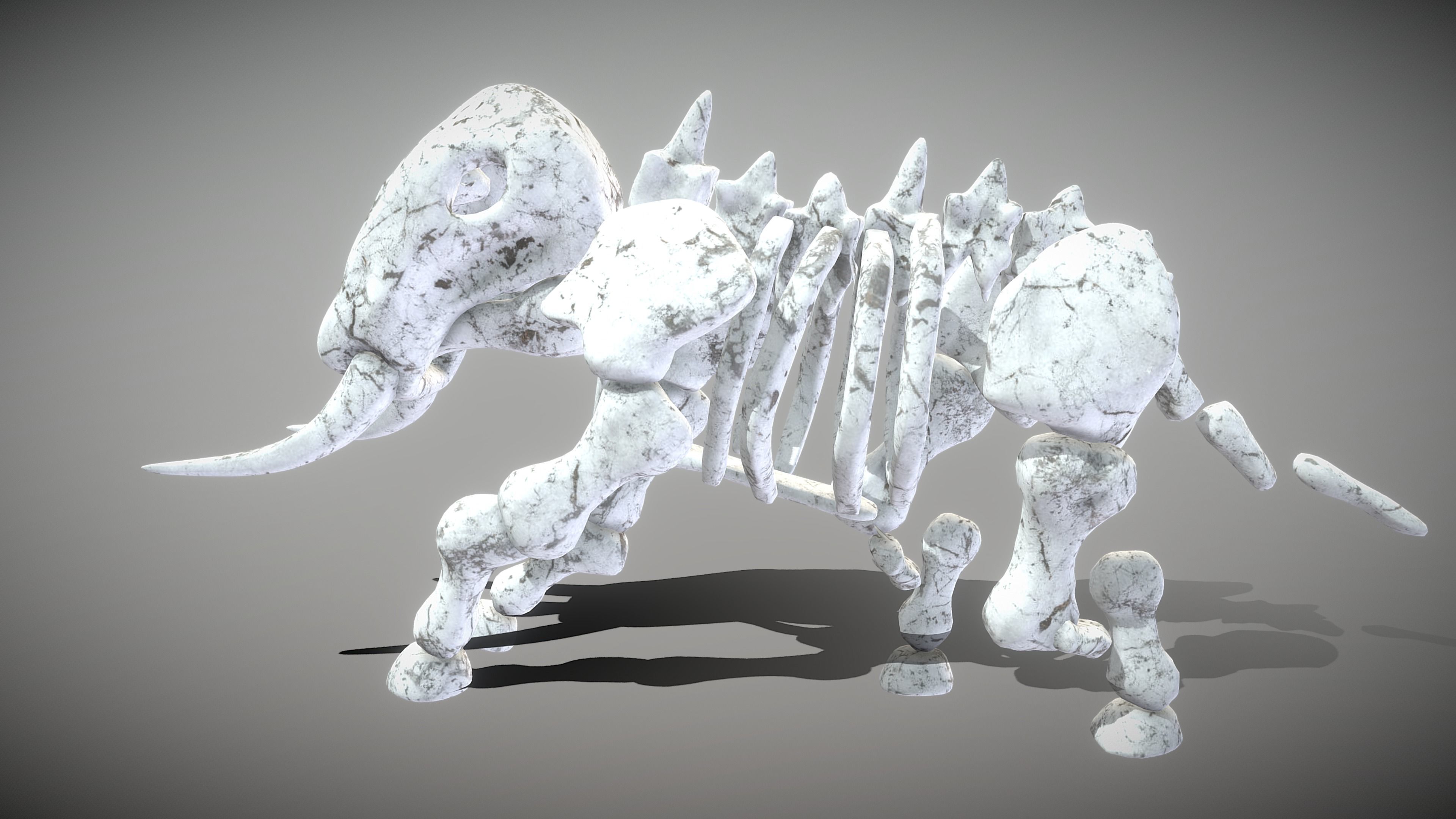 Elephant Skeleton Low-poly 3D model_10