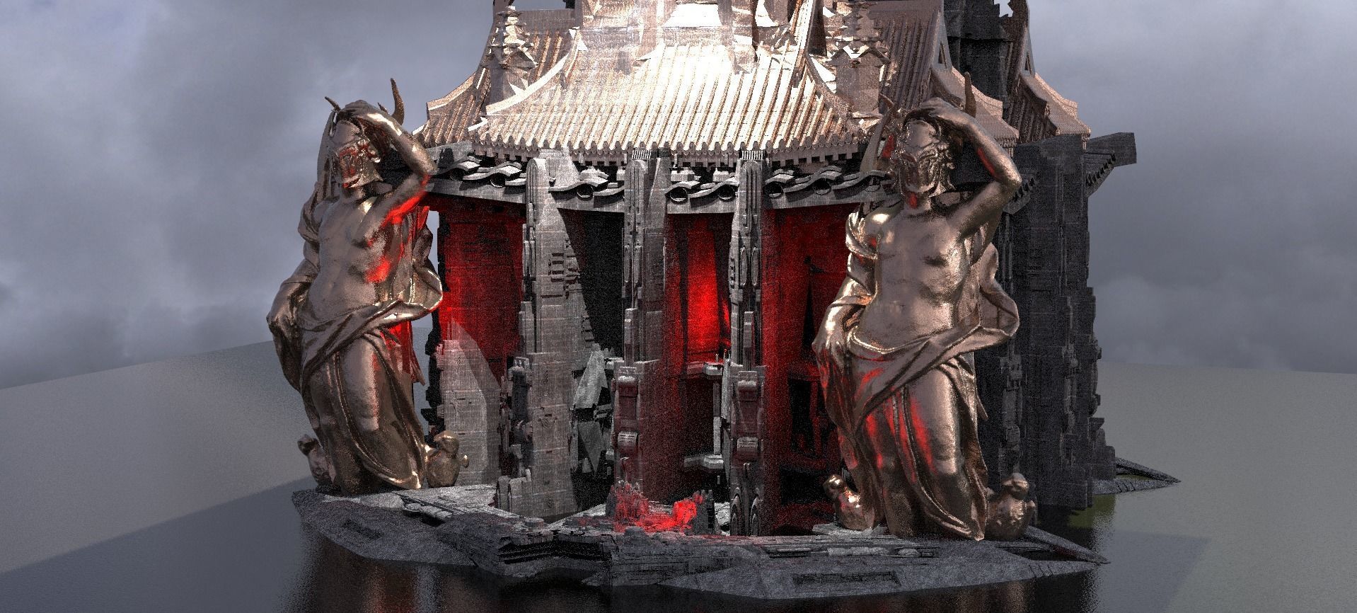 Sci-Fi dark Cyberpunk Shogun 2 Kitbash 3D model_1