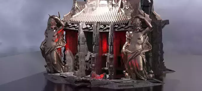 Sci-Fi dark Cyberpunk Shogun 2 Kitbash 3D model