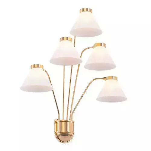 ROOSEVELT five light brass wall sconce with shades 3D model