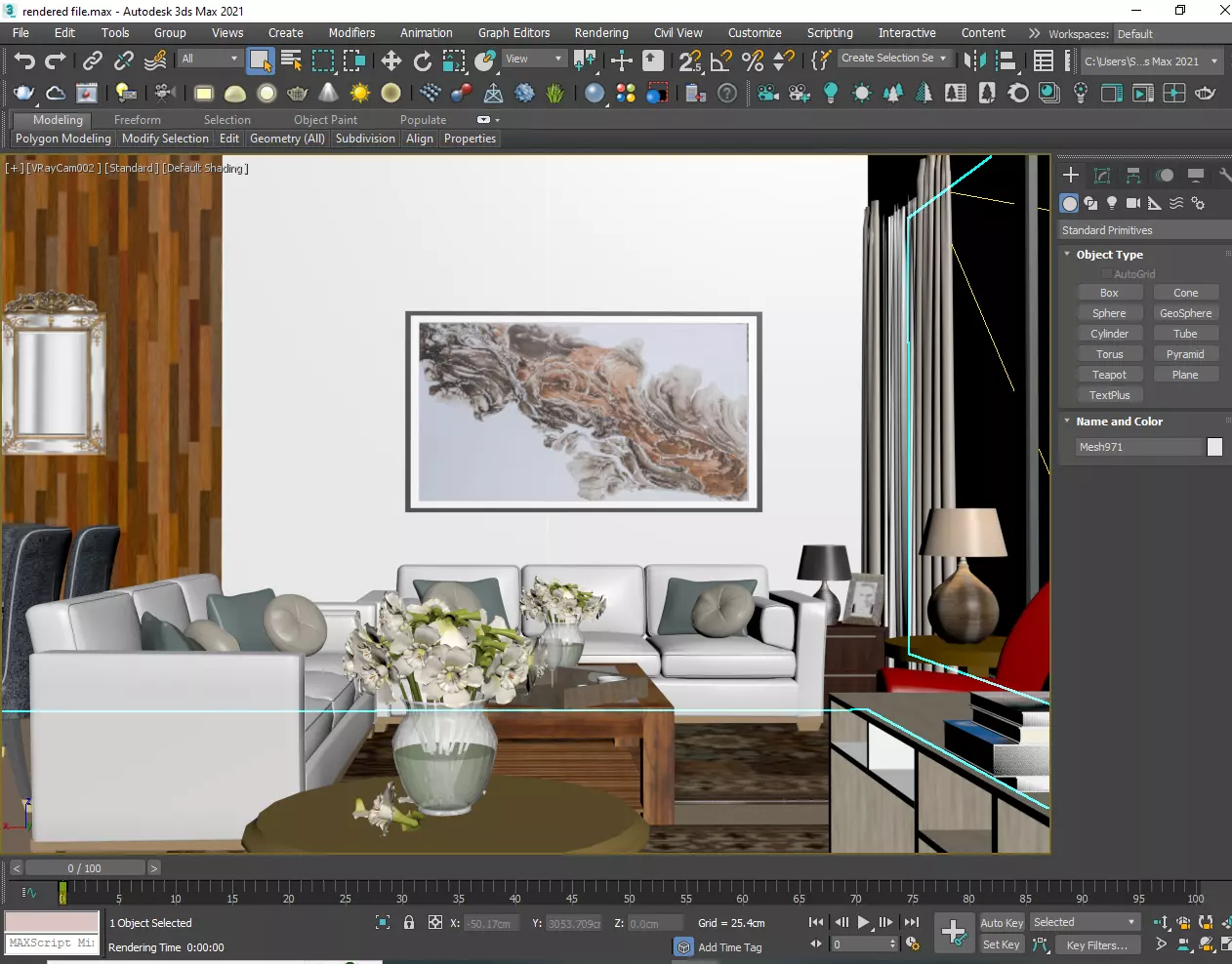 Interior Living Room 3DS MAX VRAY with PSD effects 3D model_0