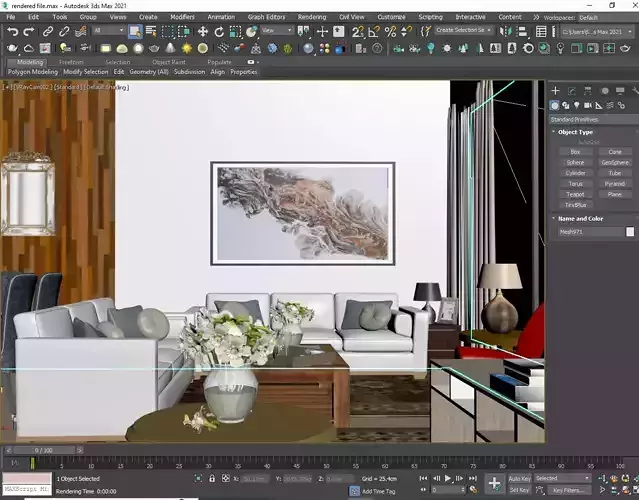 Interior Living Room 3DS MAX VRAY with PSD effects 3D model