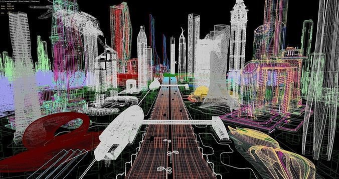 Dubai futuristic 3D model 7