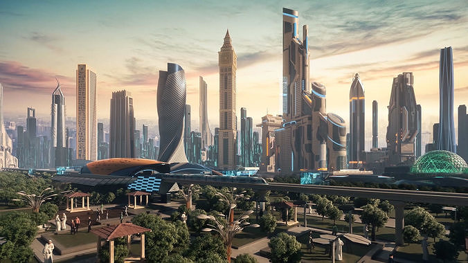 Dubai futuristic 3D model 2