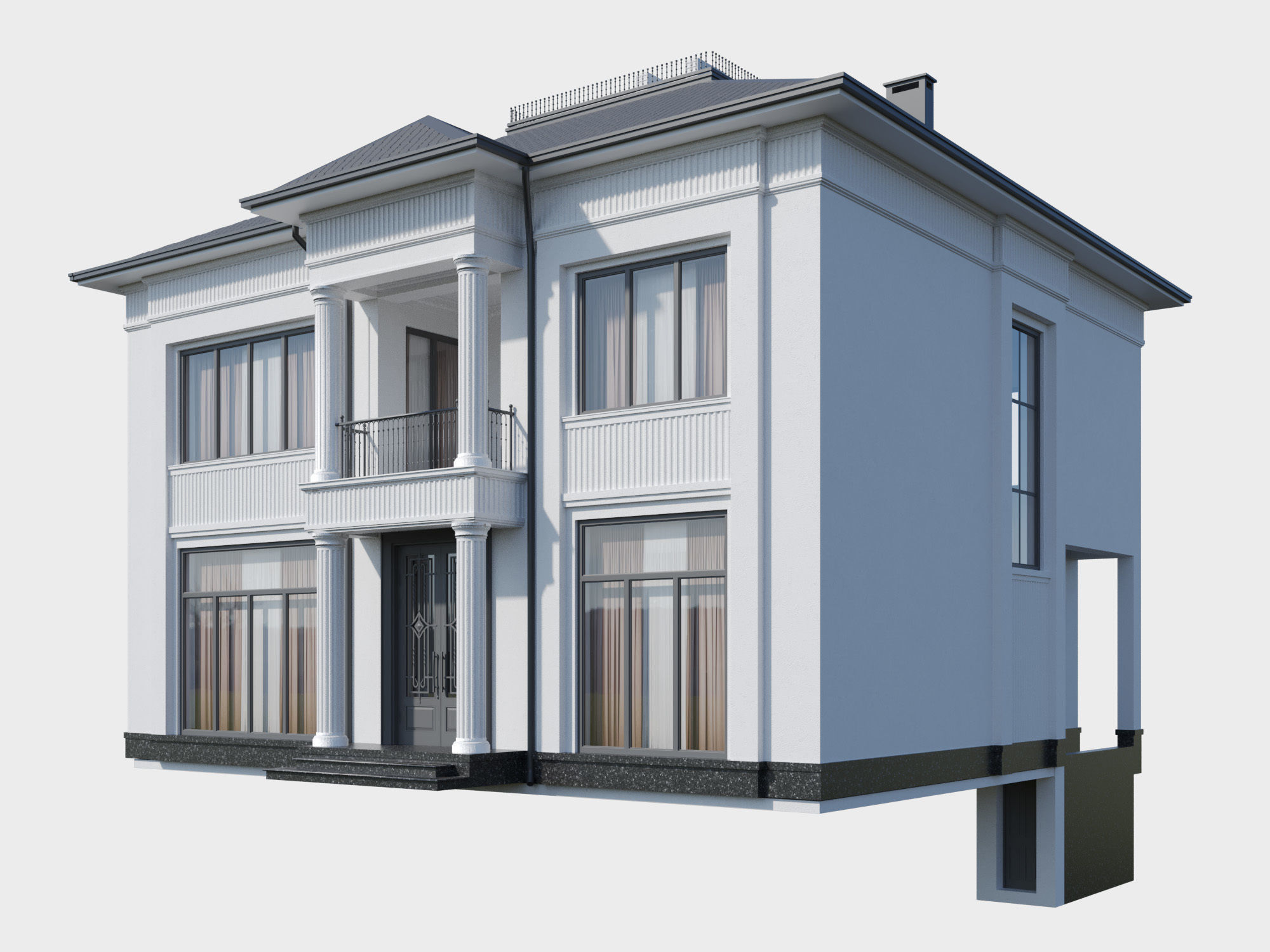 Neo-classic country house 3D model 3D model_1